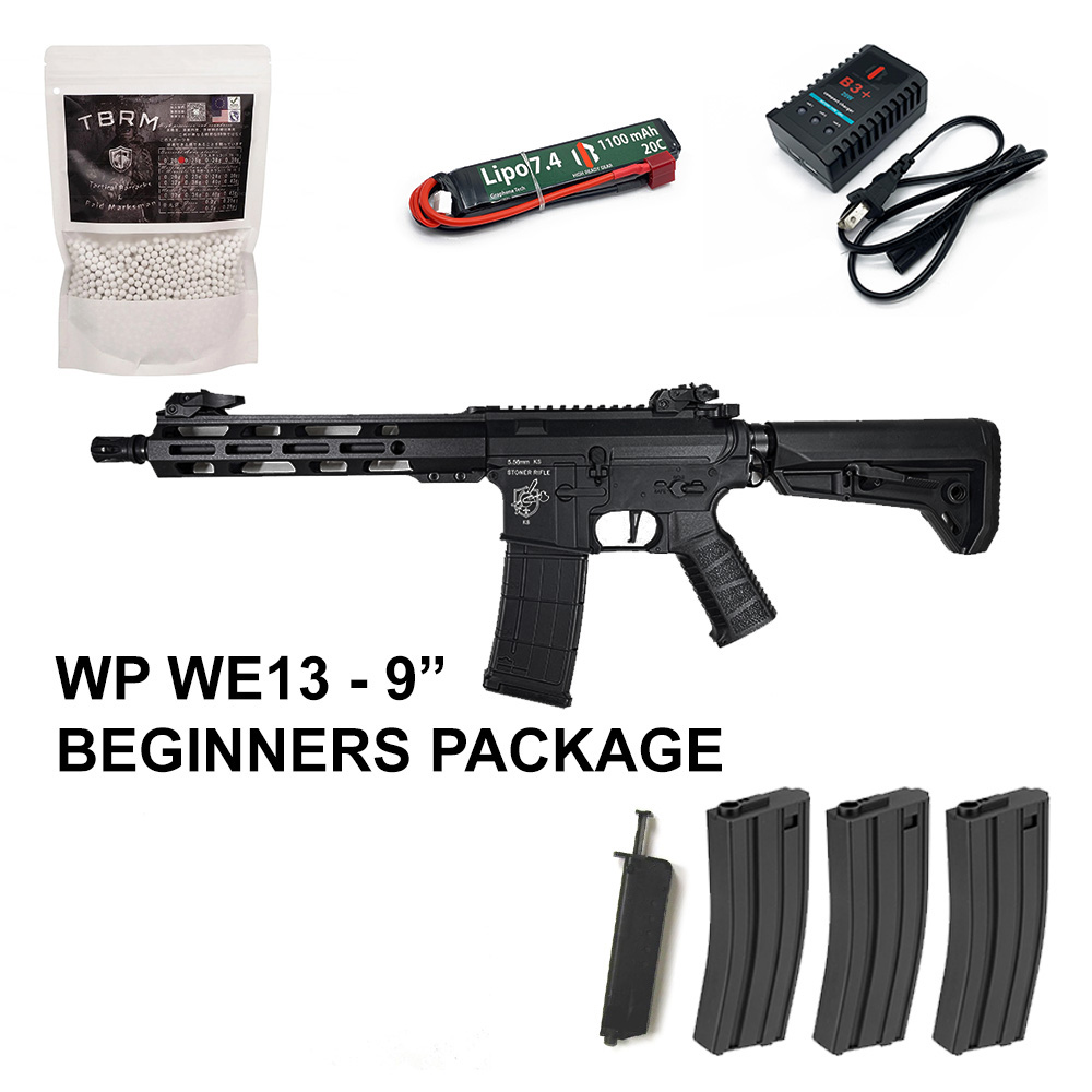 Beginners Bundle INDIA - Well Pro WE13 M4 9" Carbine AEG - 30 rps ETU